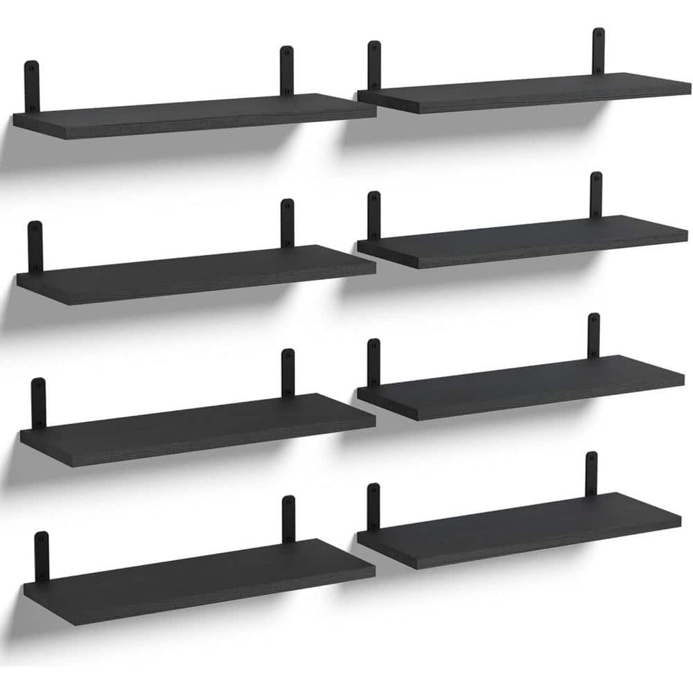 16.5 in. W x 6 in. D Black Floating Shelves (Set of 8) Decorative Wall Shel