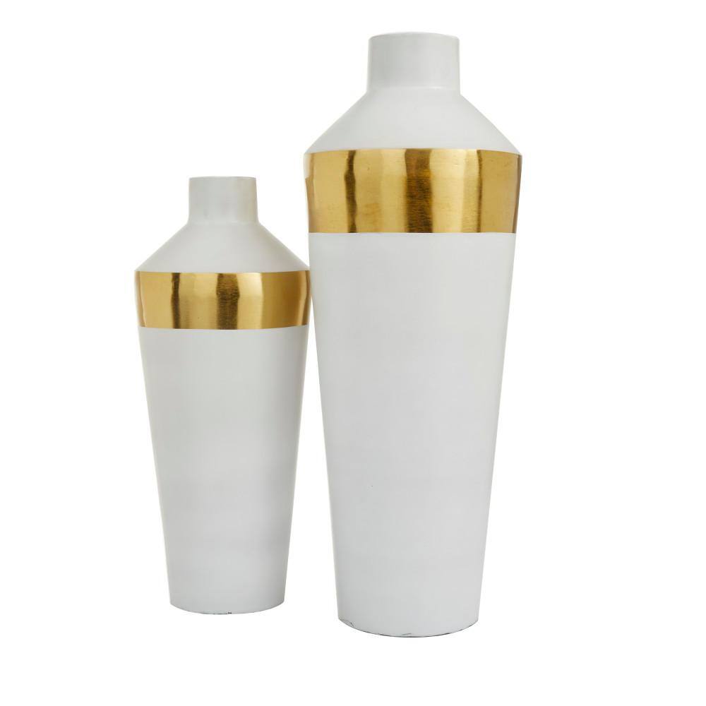 Contemporary Light Metal Bouquet Vase Duo - Round 20" Set