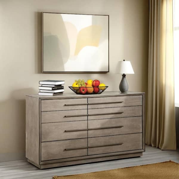 Lyni Oak Brown 8-Drawer 70 in. Wide Dresser Without Mirror