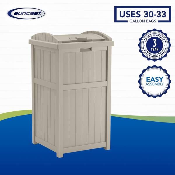 Suncast 33 Gal Resin Taupe Outdoor Trash Can Gh1732 The Home Depot - Outdoor Patio Garbage Can Home Depot Suncast 33 Gal Resin Taupe Outdoor Trash Can Gh1732 The Home Depot - Outdoor Patio Garbage Can Home Depot