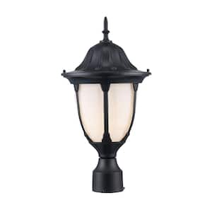 Hamilton 1-Light Black Outdoor Lamp Post Light Fixture with Opal Glass