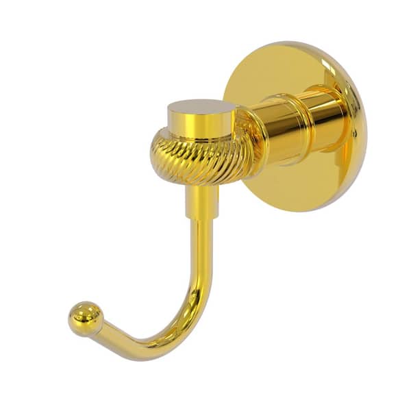 Allied Brass Continental Collection Robe Hook with Twist Accents in Polished Brass