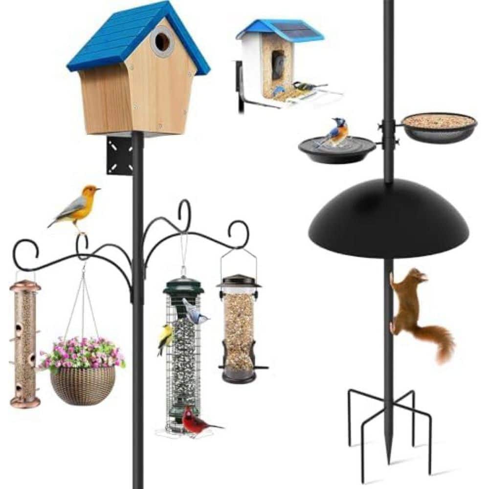 Misopily 92 in. Heavy Duty Bird Feeder Pole Adjustable Birdhouse Stand ...