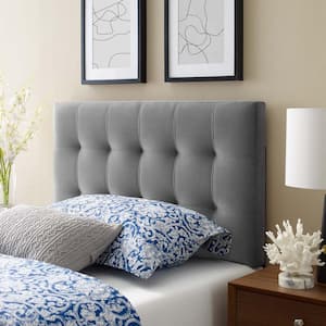 Lily Gray Biscuit Tufted Twin Performance Velvet Headboard