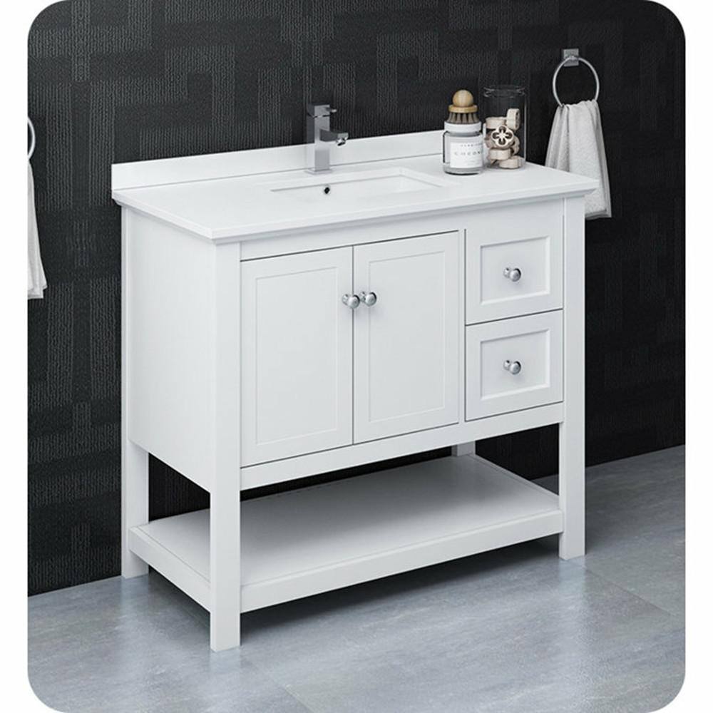 Manchester 42" White Solid Wood Freestanding Bathroom Vanity Base