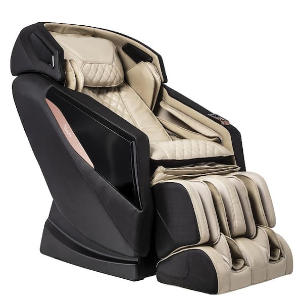 TITAN Yamato Series Cream Faux Leather Reclining 2D Massage Chair with Heated Seat and Bluetooth Speakers