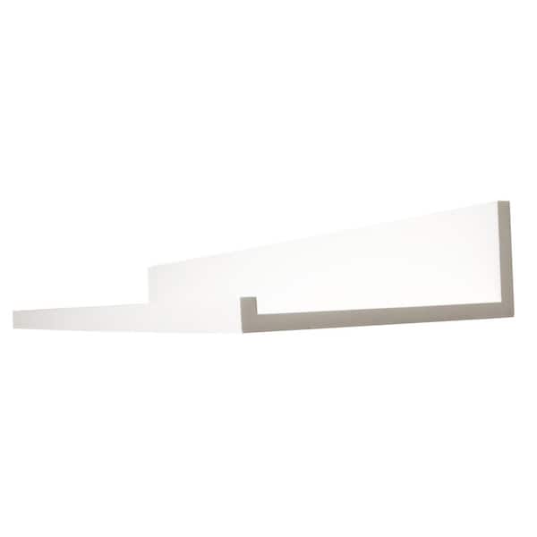 inPlace 35.5 in. W x 9 in. D x 3.5 in. H White Oversized Picture Ledge With Raised Edge MDF Floating Deep Wall Shelf