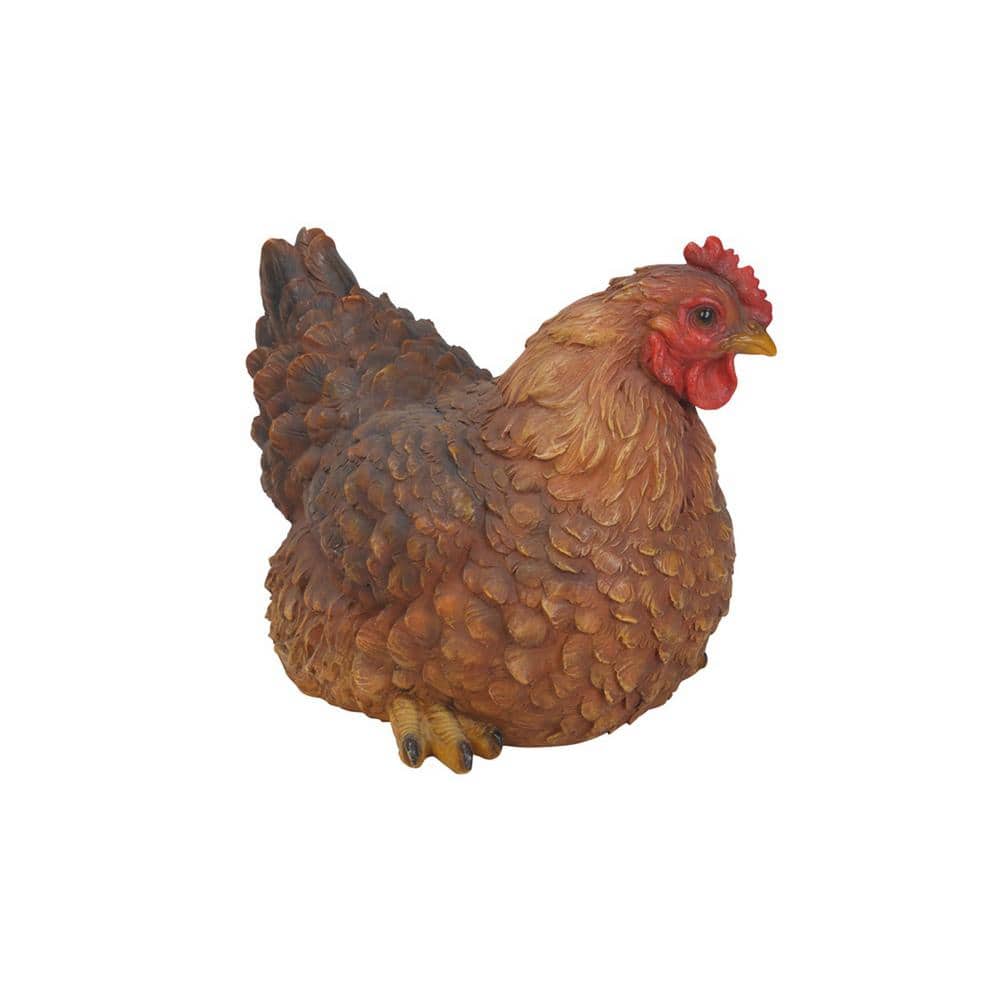 Life-Like Brown Polyresin Squatting Hen Garden Statue
