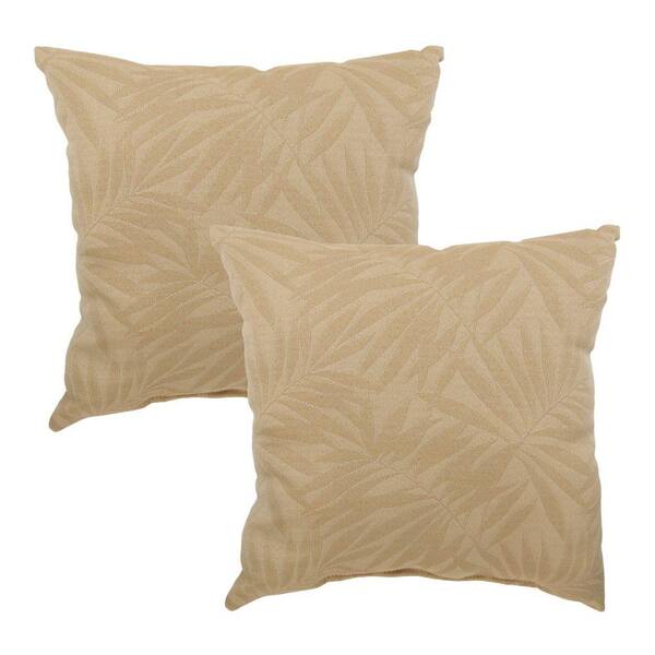 Hampton Bay Roux Palm Outdoor Throw Pillow (2-Pack)