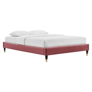 Harlow Dusty Rose Pink Velvet Queen Performance Platform Bed Frame