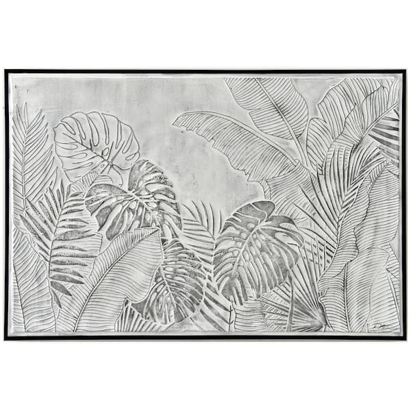 StyleCraft Nyla Framed Nature Wall Art 33 in. x 48 in. Tropical Leaves II
