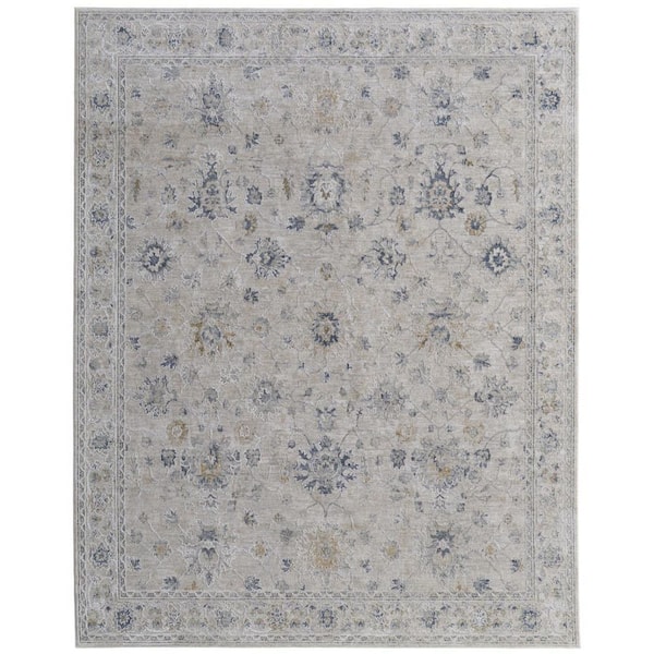 5 ft. x 8 ft. Ivory, Taupe, Blue Abstract Area Rug