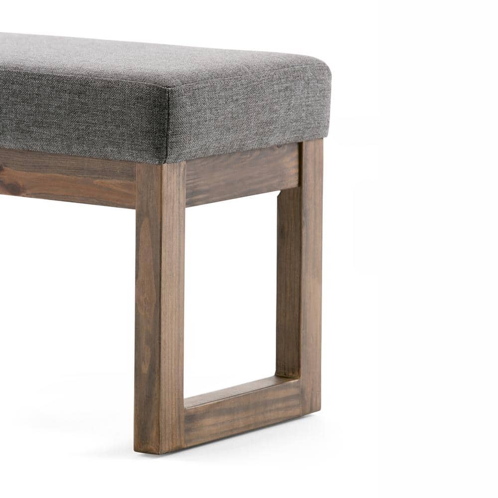 Milltown Gray Linen Upholstered Rectangular Footstool Bench