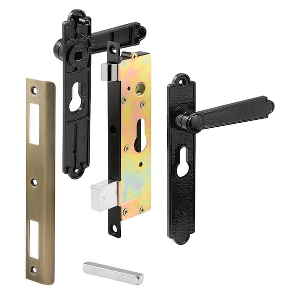 Prime-Line Security Door Non-Locking Mortise Handle Set, Steel and Diecast Construction, Black