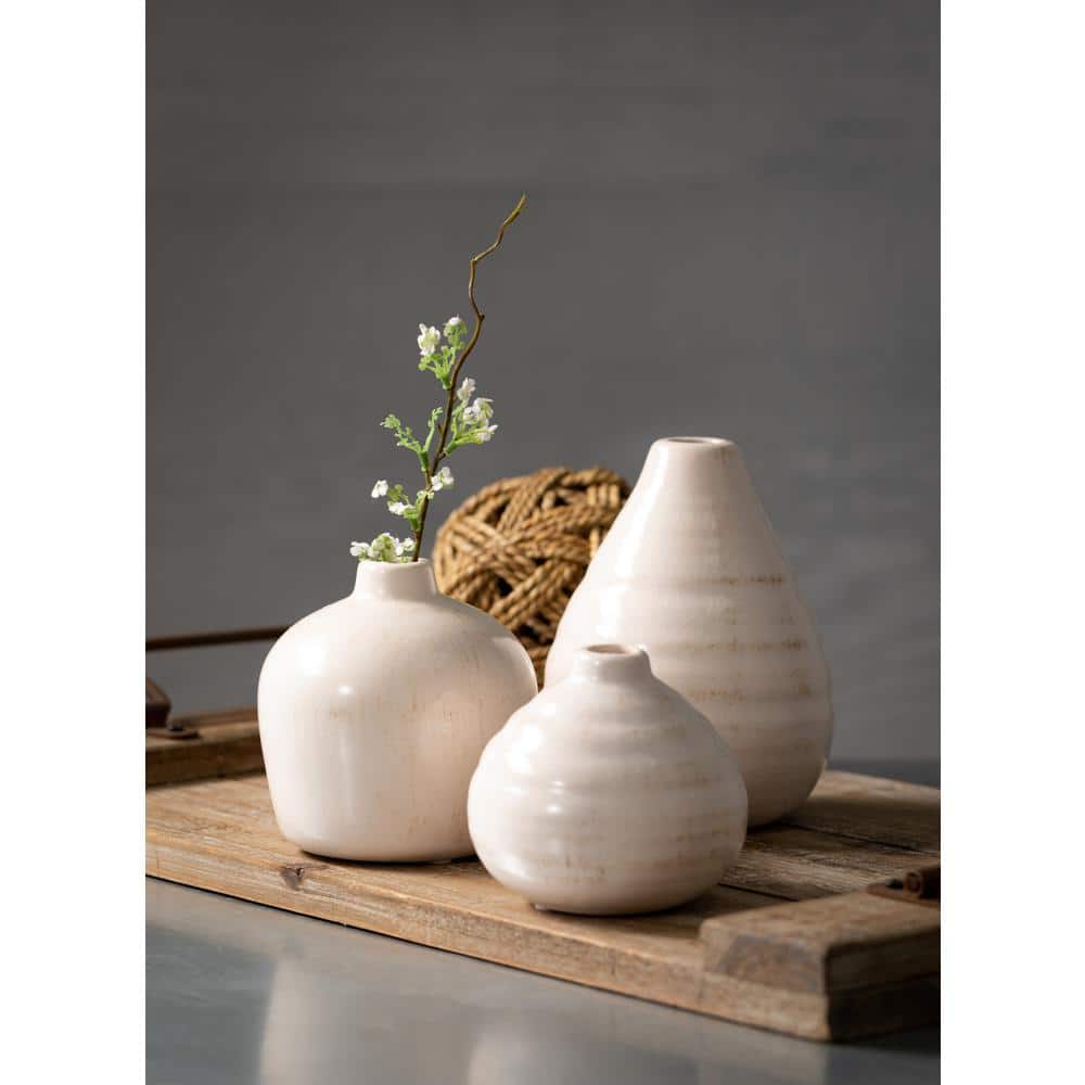 SULLIVANS 3, 4, and 5 Off-White Compact Ceramic Vase (Set of 3) CM2973 -  The Home Depot