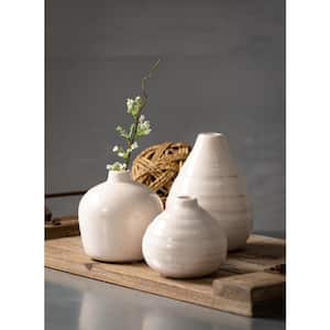 3", 4", and 5" Off-White Compact Ceramic Vase (Set of 3)