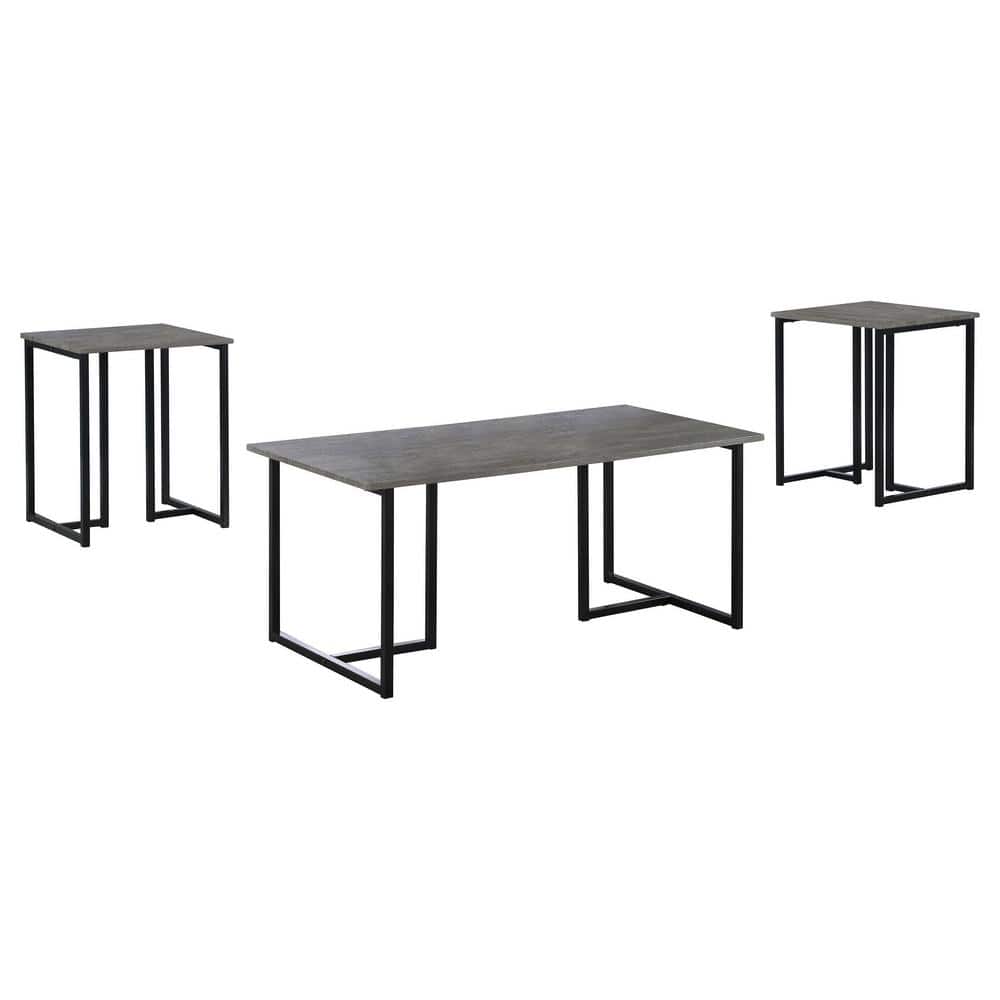 Nyla 42 in. W Weathered Gray and Black Rectangle Metal Occasional Coffee Table Set (3-Piece) -  Coaster, 753390