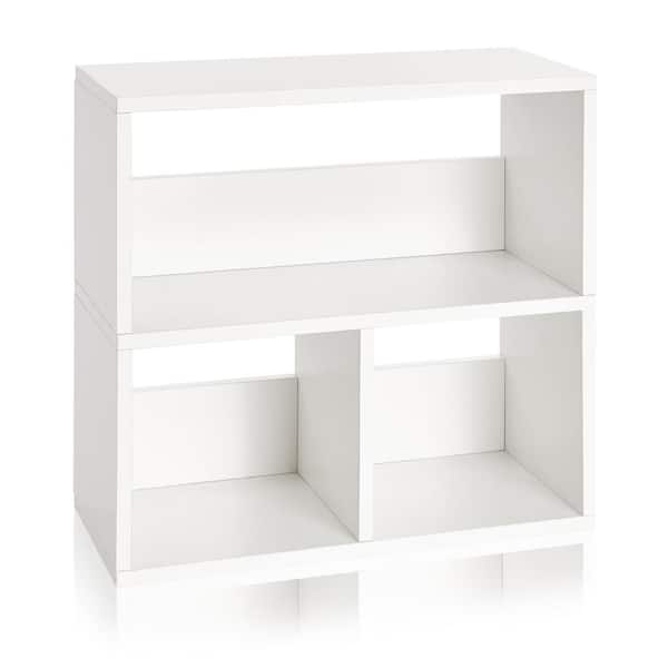 Way Basics Troika 24.8 in. White Eco zBoard 3-Shelf Standard Bookcase