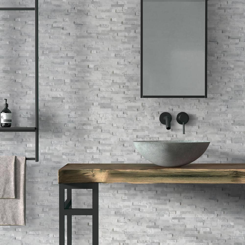 Mixed Gray 12x12 Natural Marble Peel and Stick Mosaic Tiles