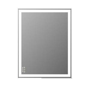 36 in. W x 28 in. H Small Framed Rectangular Aluminium Dimmable Wall Bathroom Vanity Mirror in Silver with LED Light