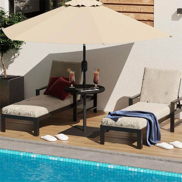 ainfox patio umbrella Ainfox 7.5 ft. Outdoor Patio Beach Umbrella with Tassel And LED Light in  Khaki 47LIGHTKK