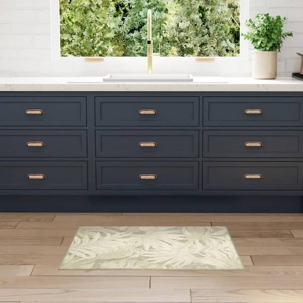 Aloha Ivory Sage 3 ft. x 4 ft. Palmette Contemporary Area Rug