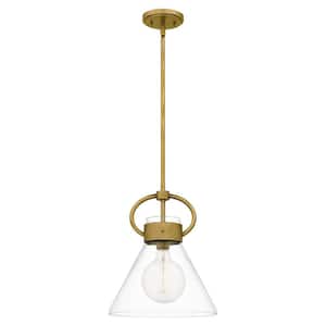 Webster 1-Light Weathered Brass Mini Pendant with Clear Glass