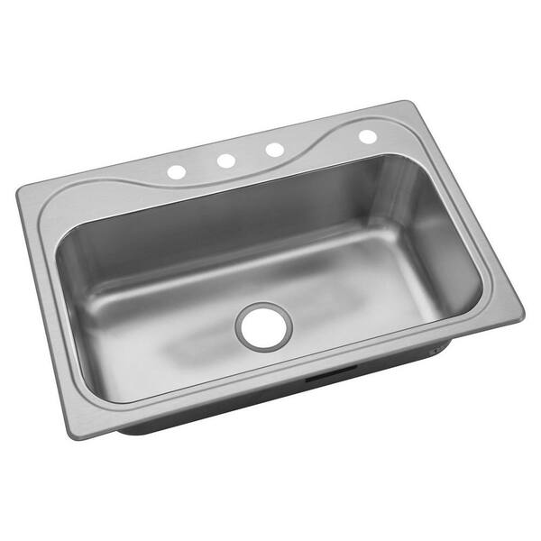 STERLING KOHLER Southhaven Drop-In Stainless Steel 33 in. 4-Hole Single Bowl Kitchen Sink