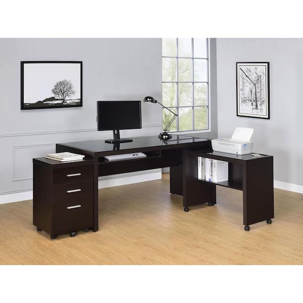 Coaster Skeena 3-piece 60 in. Cappuccino Desk with Storage Cabinet and ...