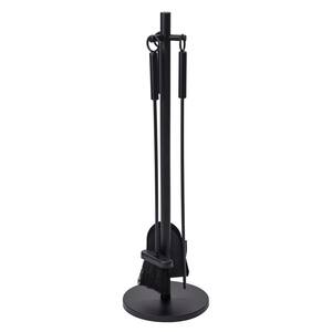 4-Piece Fireplace Tool Set with Compact Stand