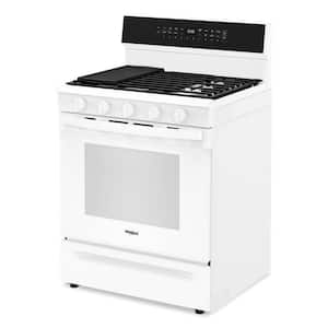 30 in. 5-Burners Freestanding Gas Range in White with Air Cooking Technology