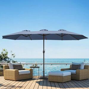 14.8 ft. Market Double Sided Patio Umbrella in Navy Blue
