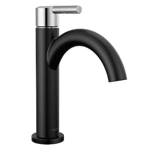 Nicoli J-Spout Single-Hole Single-Handle Bathroom Faucet in Matte Black/Chrome