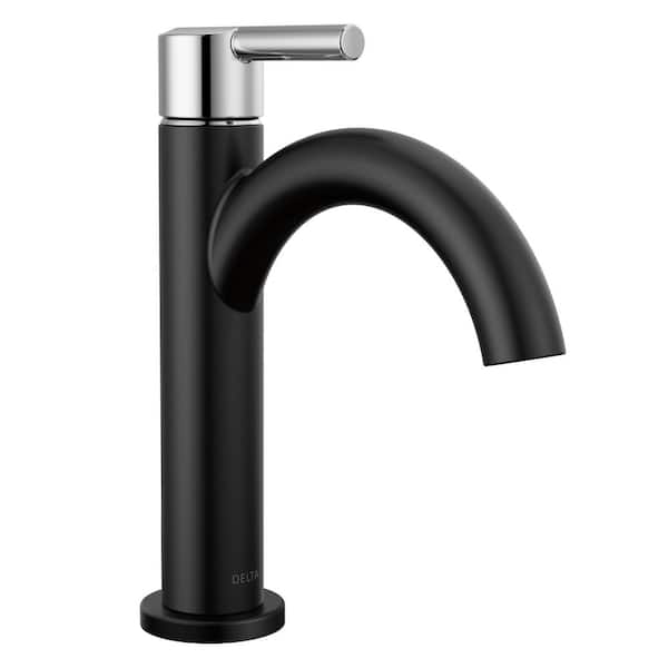 Delta Nicoli J-Spout Single-Hole Single-Handle Bathroom Faucet in Matte Black/Chrome