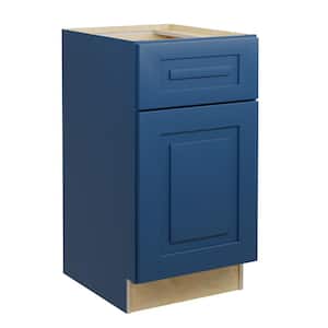 Grayson Mythic Blue Painted Plywood Shaker Assembled Bath Cabinet Soft Close Left 18 in W x 21 in D x 34.5 in H
