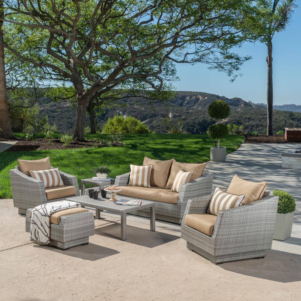 Cannes Maxim 5-Person Beige Outdoor Seating Set with Sunbrella Cushions