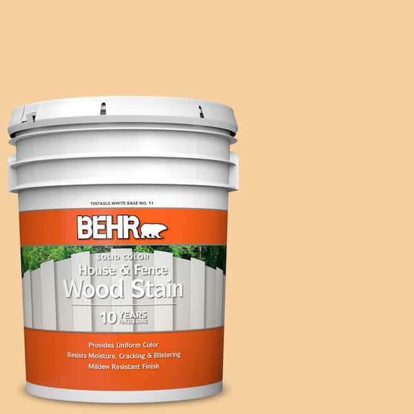BEHR 5 gal. #320C-3 Honey Butter Solid Color House and Fence Exterior Wood Stain