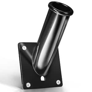 1.25 in. Black Aluminum Flag Pole Mounting Bracket at 45 Degree Angle with Hardware - Strong and Rust Free
