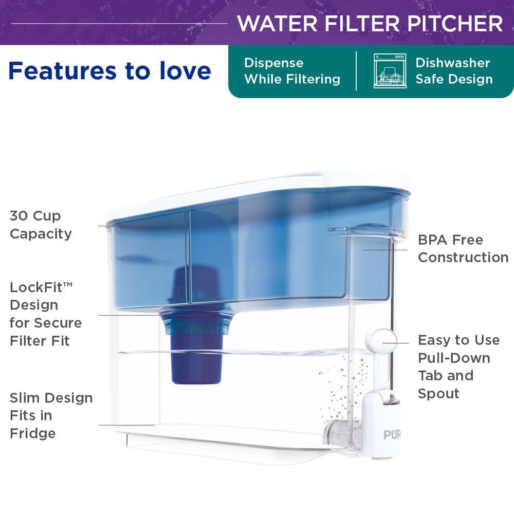 Large Blue and Clear Activated Carbon Water Filter Pitcher
