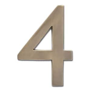 4 in. Antique Brass Floating House Number 4