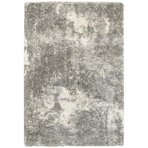 Hazel Grey/Ivory 10 ft. x 13 ft. Abstract Shag Area Rug