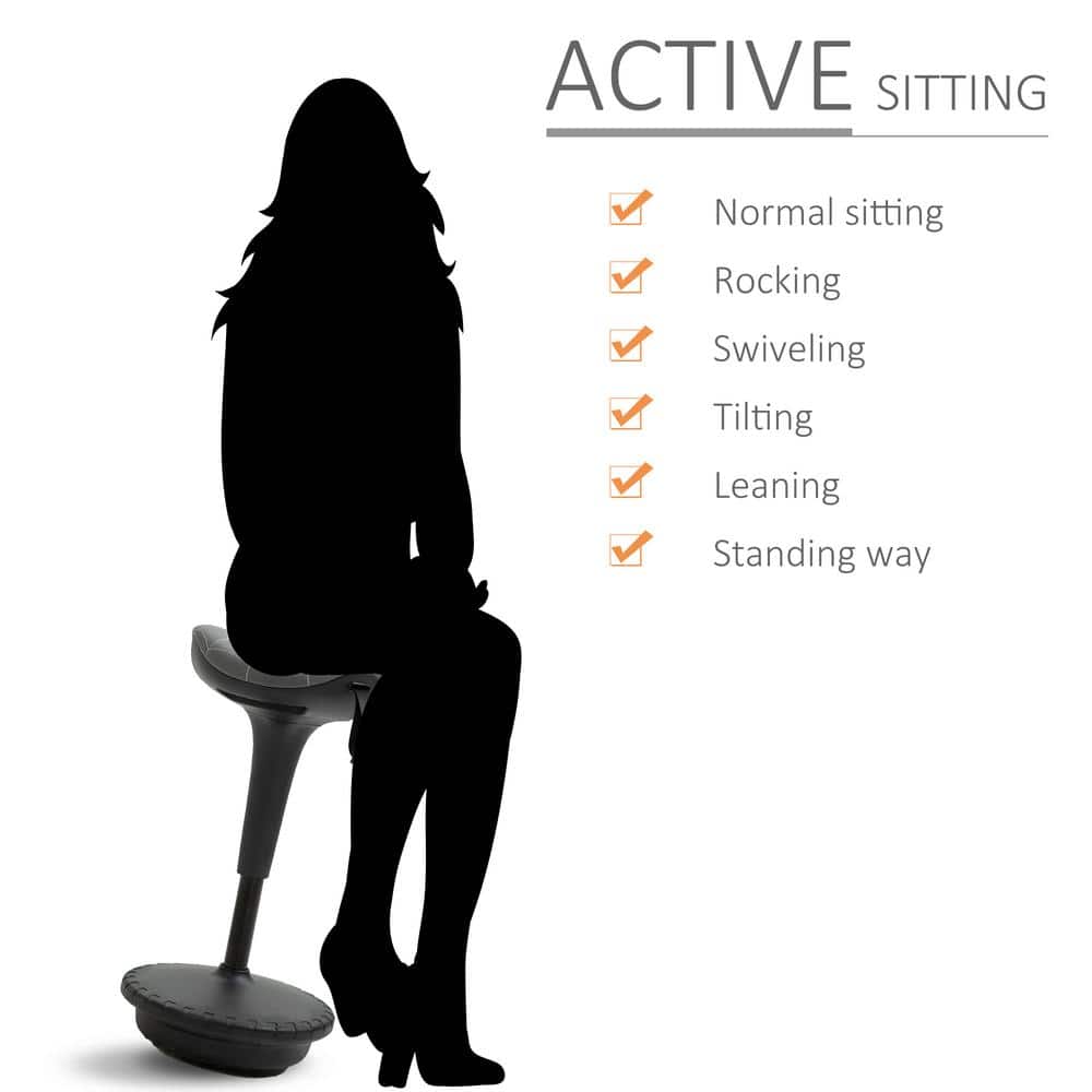 Gray Adjustable Saddle Style Swivel Wobble Stool