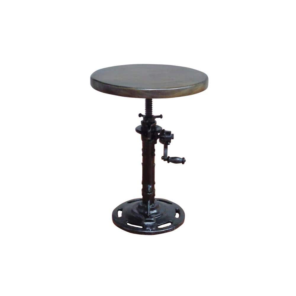 Adjustable Black Metal and Wood Industrial Stool
