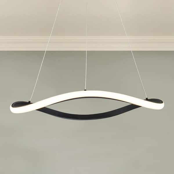 31-Watt 1-Light Black LED Pendant Light