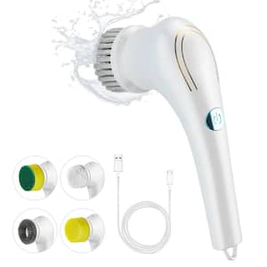 11 in. Electric Cordless Spin Portable Cleaning Scrub Brush, Handheld Scrubber with 5 PCS Heads
