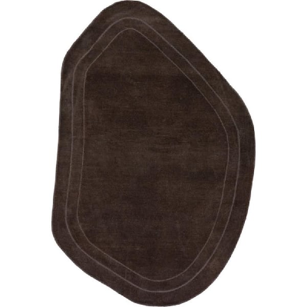 Canyon Abstract Wool 4 ft. x 6 ft. Dark Brown Indoor Shaped Rug