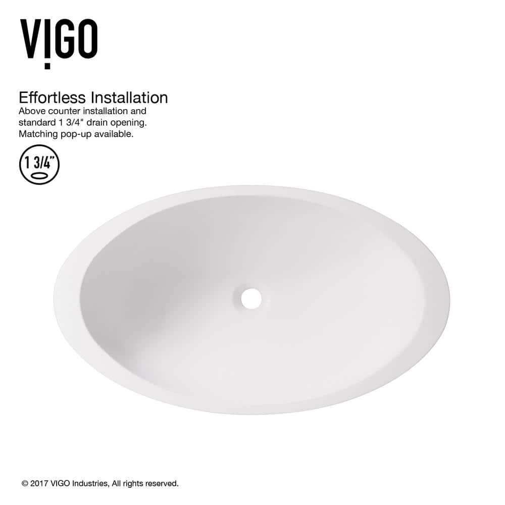 Wisteria 23" White Stone Oval Vessel Sink