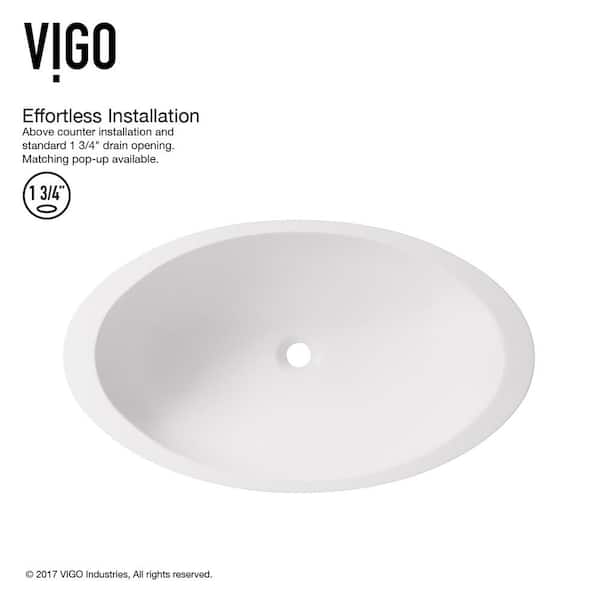 VIGO Vasque de salle de bain ovale en composite Wisteria à pierre mate avec  robinet Sevill