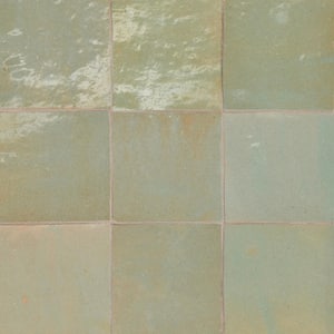 Zagora Square 4 in. x 4 in. Glossy Vert Gris Ceramic Floor and Wall Tile (10.76 sq. ft./Case)