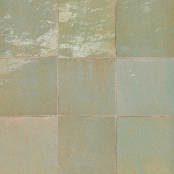Bedrosians Zagora Square 4 in. x 4 in. Glossy Vert Gris Ceramic Floor and Wall Tile (10.76 sq. ft./Case)